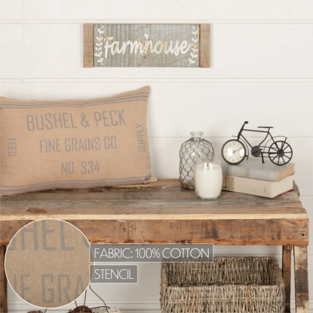 Farmhouse burlap decorative pillow - Picture 2 of 5